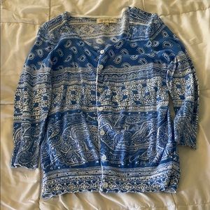 Blue and white cardigan